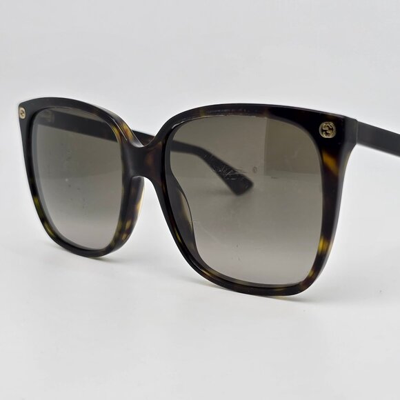 Gucci GG0022S 003 Dark Havana Frame Grey Gradient Lens Square Sunglasses w/ Case - Picture 3 of 16